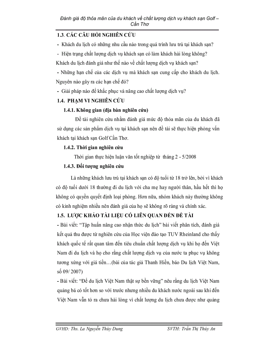 image for page Đánh giá mức độ thoả mãn của du khách về chất lượng dịch vụ của khách sạn golf cần thơ