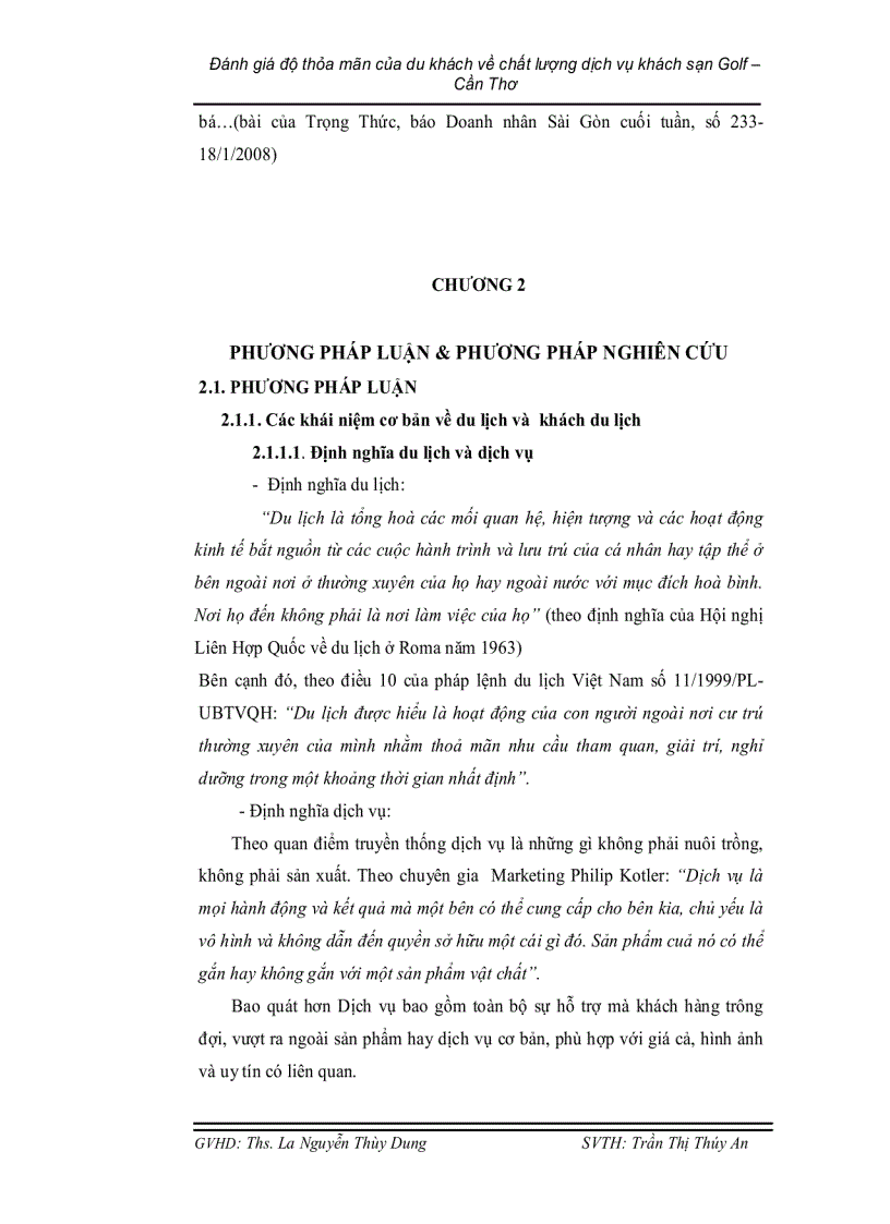 image for page Đánh giá mức độ thoả mãn của du khách về chất lượng dịch vụ của khách sạn golf cần thơ