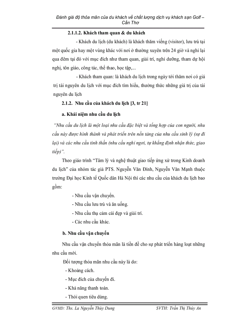 image for page Đánh giá mức độ thoả mãn của du khách về chất lượng dịch vụ của khách sạn golf cần thơ