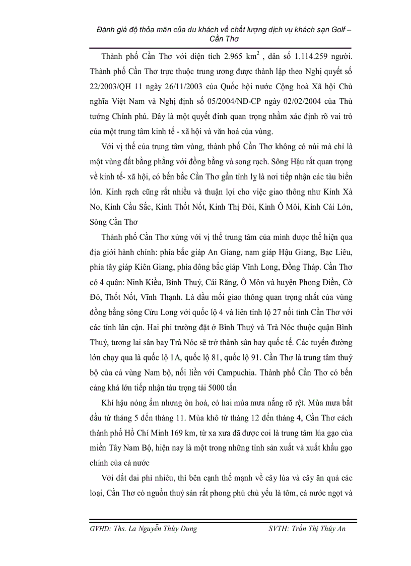 image for page Đánh giá mức độ thoả mãn của du khách về chất lượng dịch vụ của khách sạn golf cần thơ