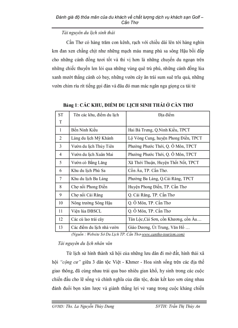 image for page Đánh giá mức độ thoả mãn của du khách về chất lượng dịch vụ của khách sạn golf cần thơ