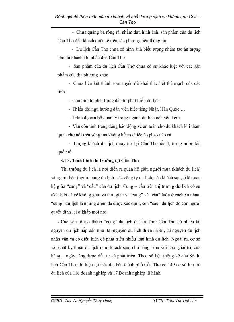 image for page Đánh giá mức độ thoả mãn của du khách về chất lượng dịch vụ của khách sạn golf cần thơ