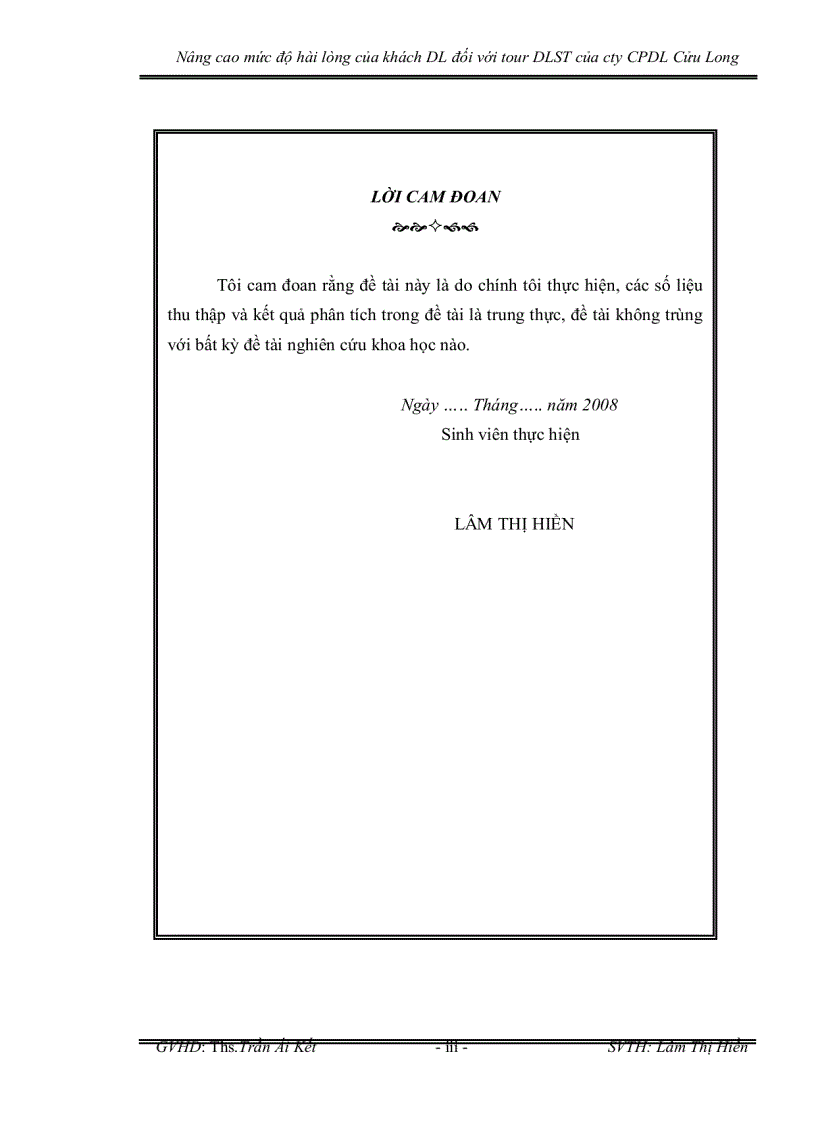 image for page Nâng cao mức độ hài lòng của khách du lịch đối với tour du lịch sinh thái của công ty cổ phần du lịch cửu long