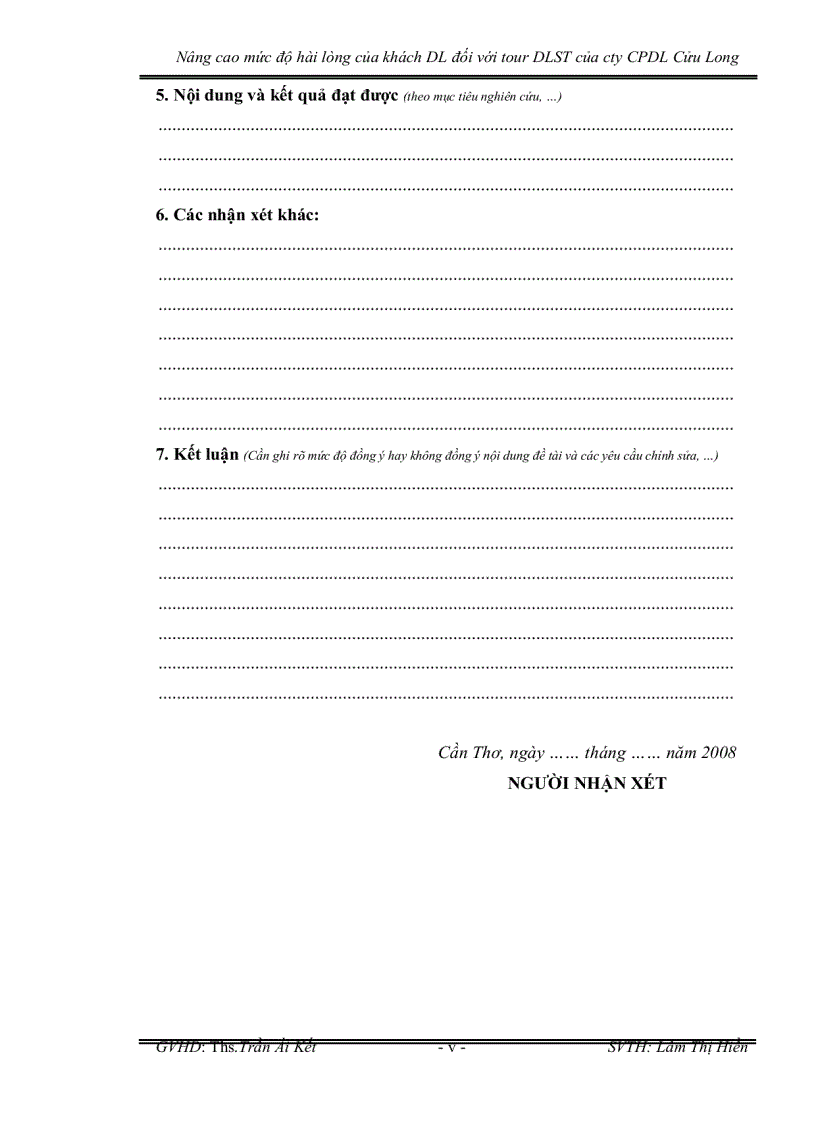 image for page Nâng cao mức độ hài lòng của khách du lịch đối với tour du lịch sinh thái của công ty cổ phần du lịch cửu long