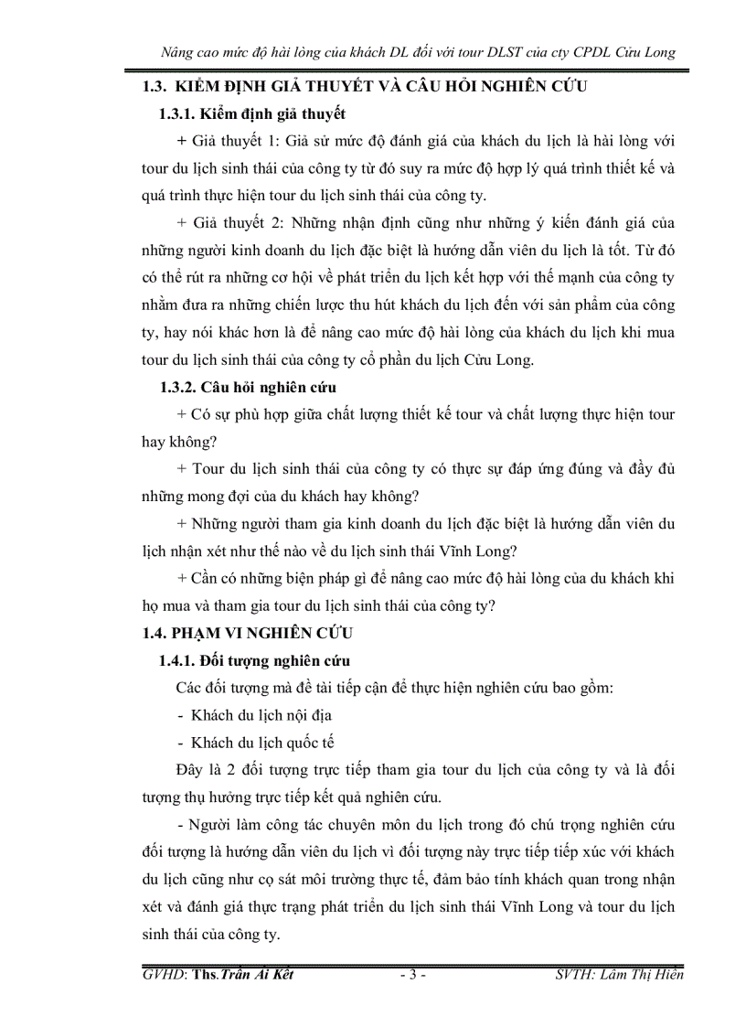 image for page Nâng cao mức độ hài lòng của khách du lịch đối với tour du lịch sinh thái của công ty cổ phần du lịch cửu long