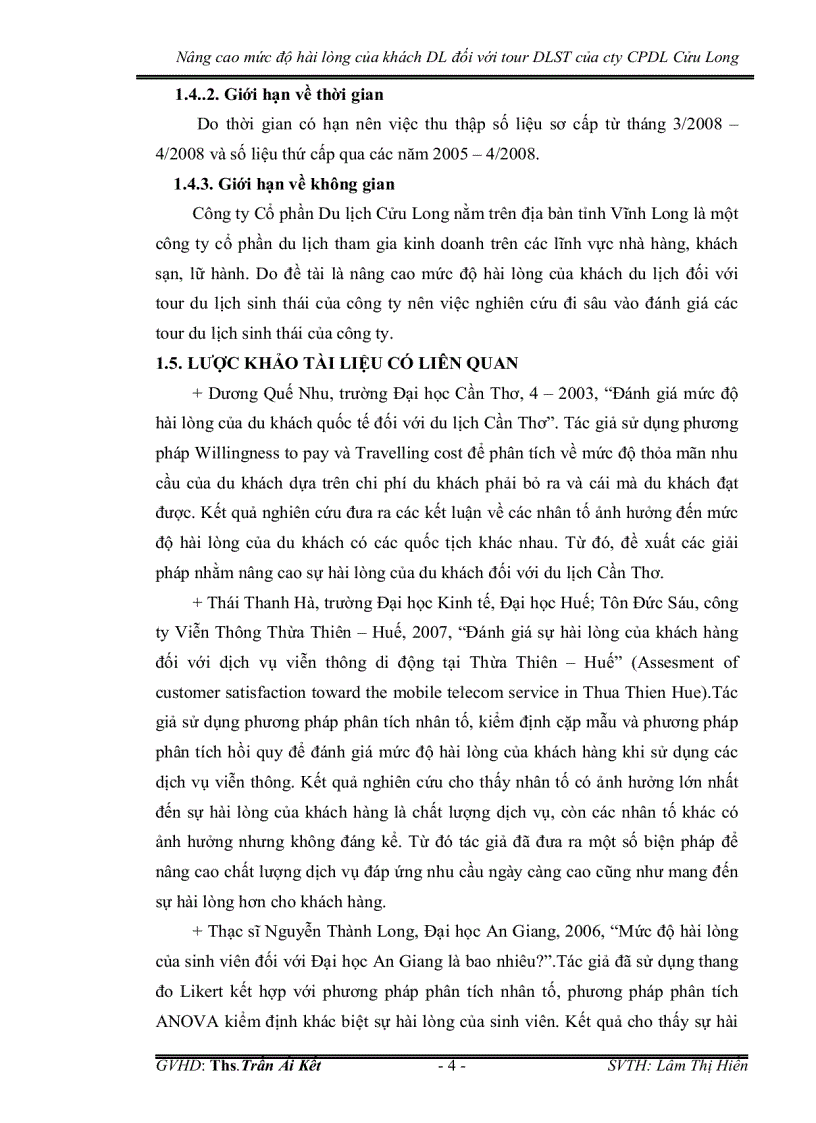 image for page Nâng cao mức độ hài lòng của khách du lịch đối với tour du lịch sinh thái của công ty cổ phần du lịch cửu long