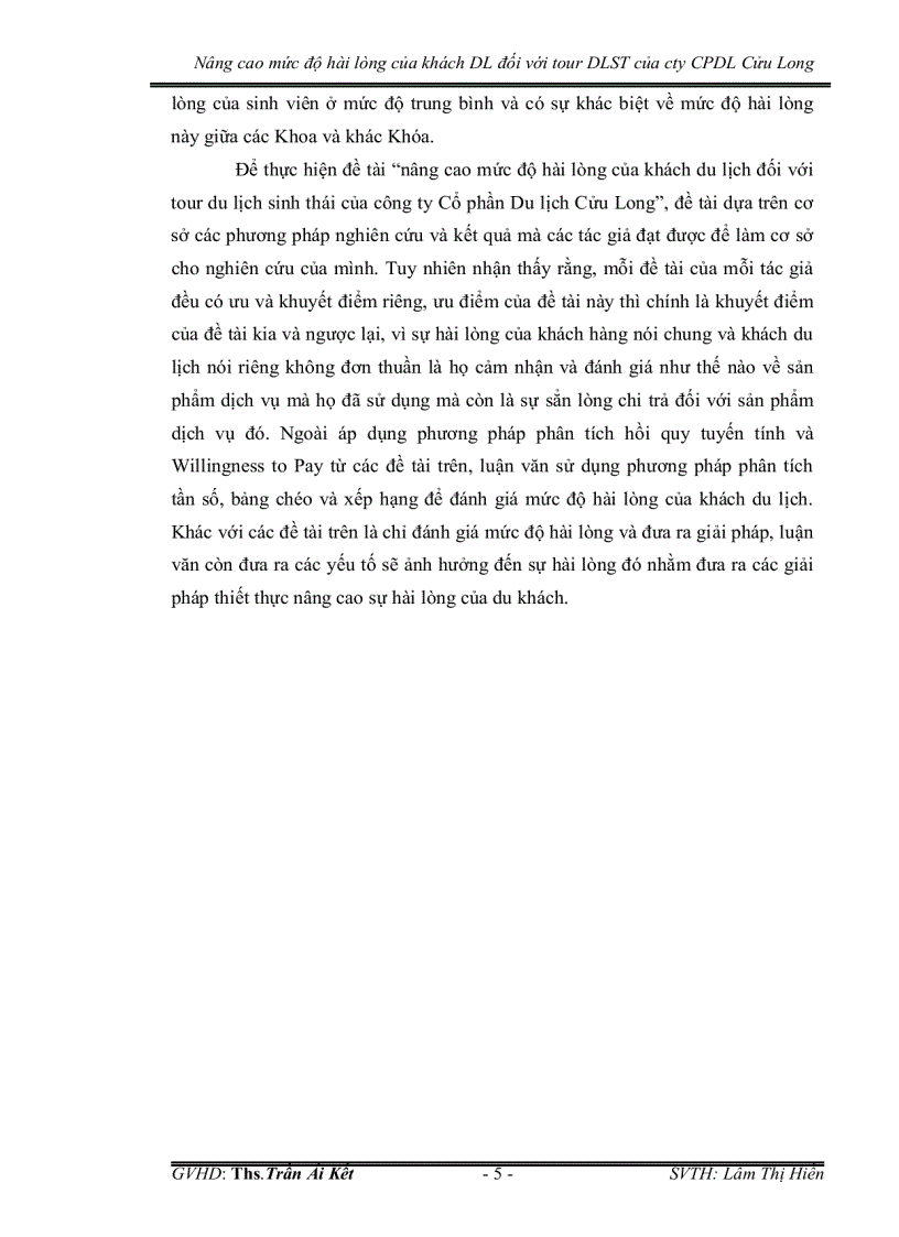 image for page Nâng cao mức độ hài lòng của khách du lịch đối với tour du lịch sinh thái của công ty cổ phần du lịch cửu long