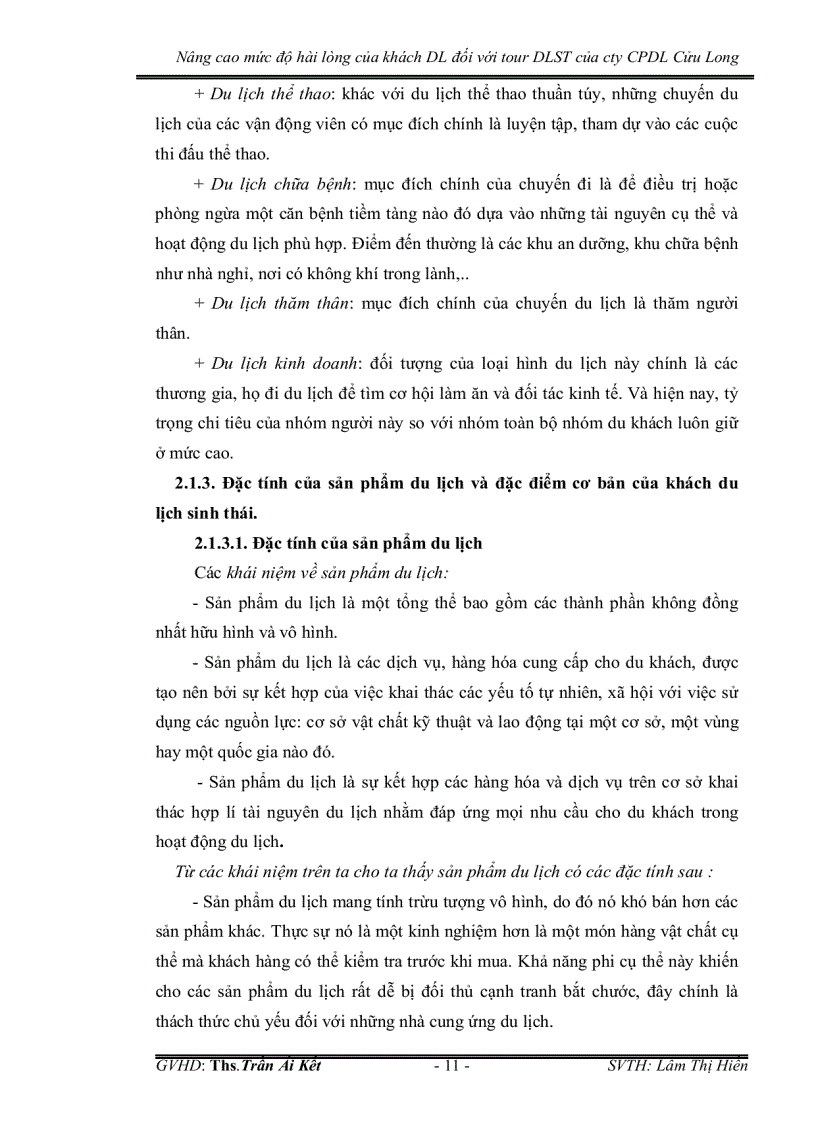 image for page Nâng cao mức độ hài lòng của khách du lịch đối với tour du lịch sinh thái của công ty cổ phần du lịch cửu long