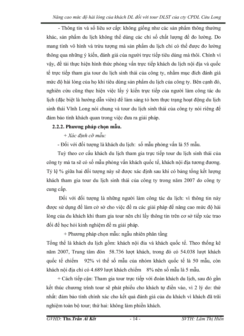 image for page Nâng cao mức độ hài lòng của khách du lịch đối với tour du lịch sinh thái của công ty cổ phần du lịch cửu long