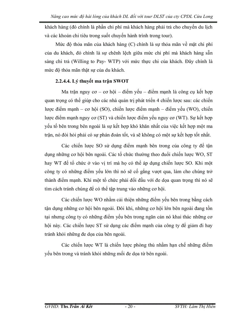 image for page Nâng cao mức độ hài lòng của khách du lịch đối với tour du lịch sinh thái của công ty cổ phần du lịch cửu long