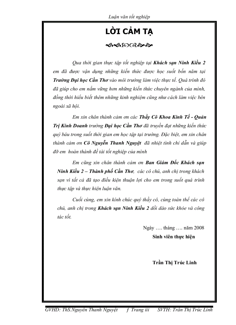 image for page Đánh giá sự hài lòng của khách hàng về chất lượng dịch vụ của khách sạn ninh kiều 2 thành phố cần thơ