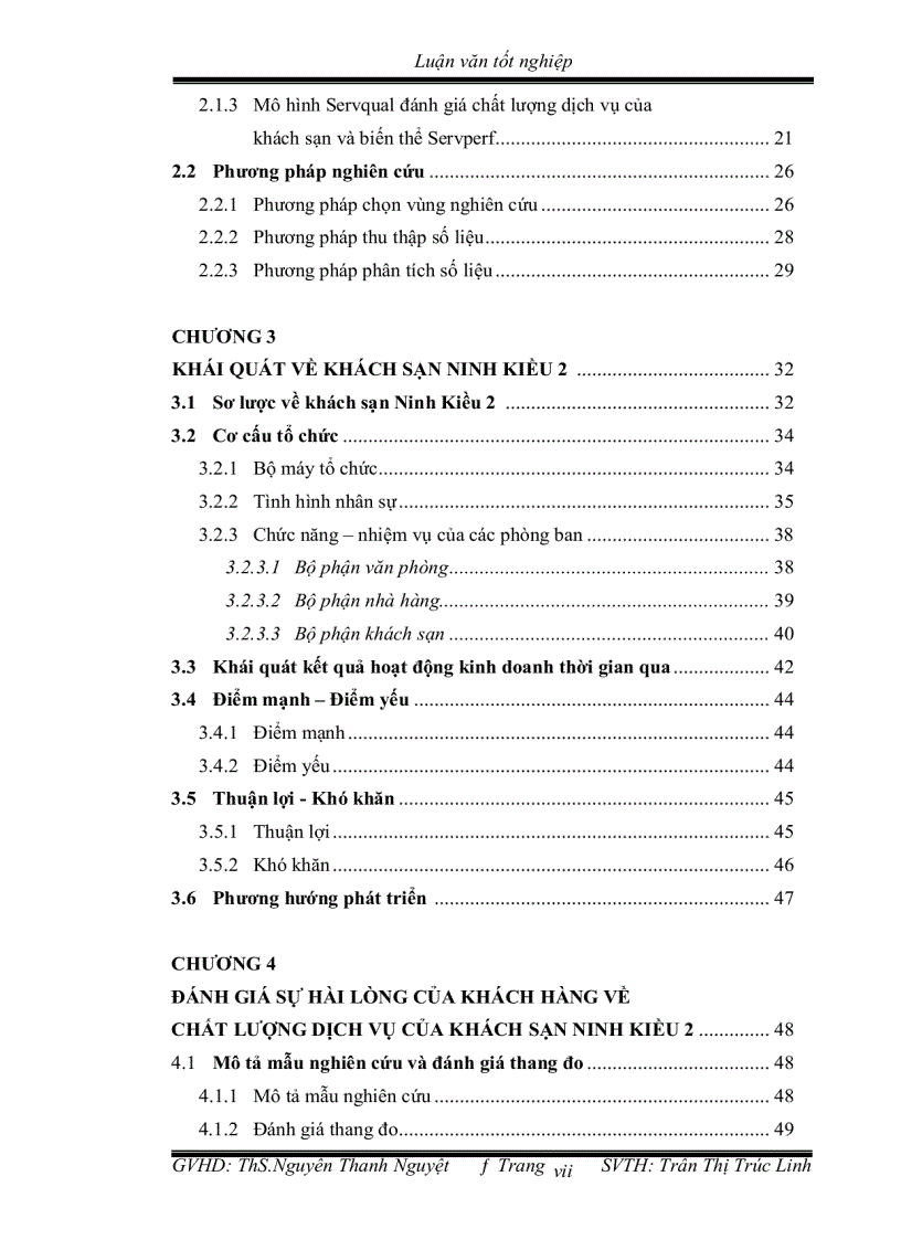 image for page Đánh giá sự hài lòng của khách hàng về chất lượng dịch vụ của khách sạn ninh kiều 2 thành phố cần thơ