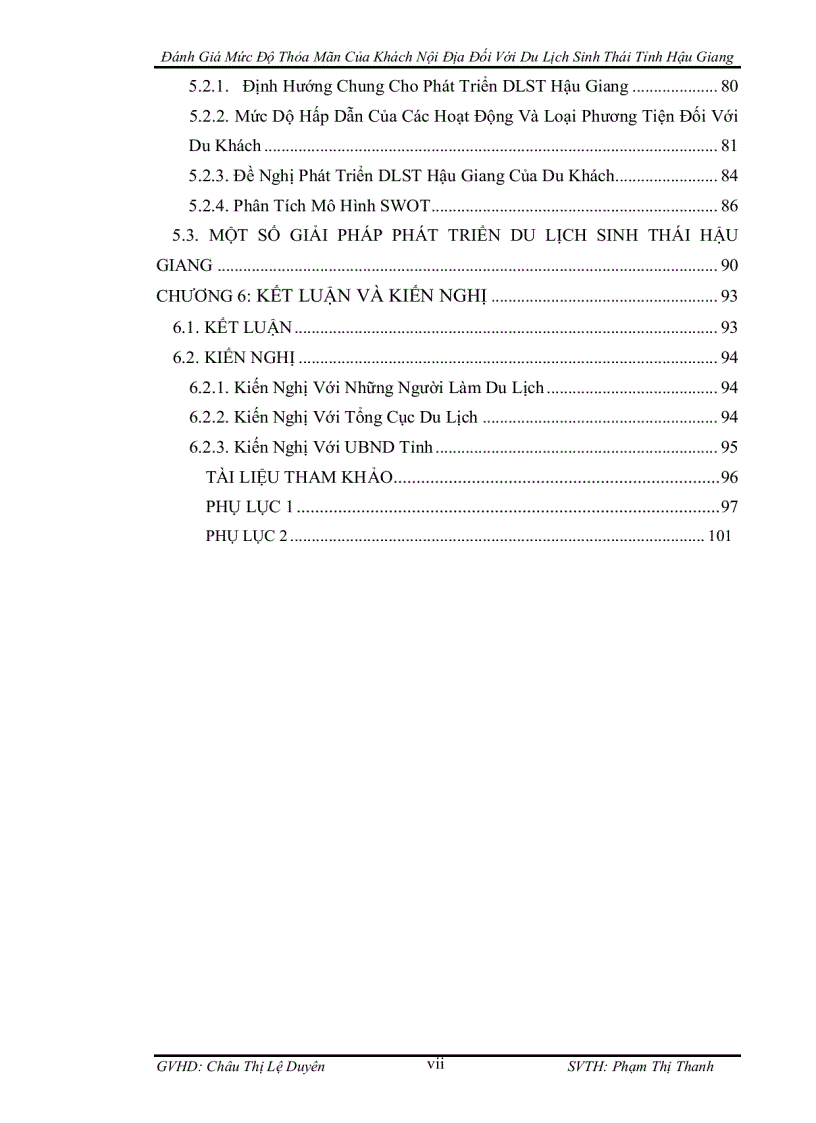 image for page Đánh giá mức độ hài lòng của khách nội địa đối với du lịch sinh thái tỉnh hậu giang