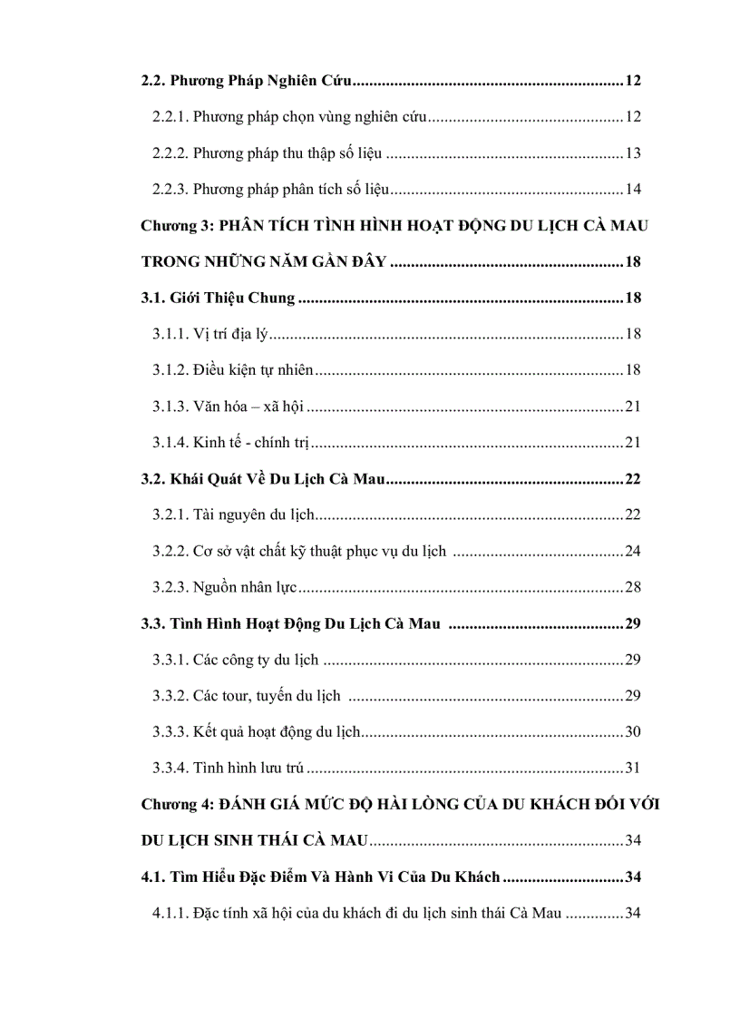 image for page Đánh giá mức độ hài lòng của du khách đối với các sản phẩm du lịch sinh thái và các giải pháp phát triển du lịch sinh thái tỉnh cà mau
