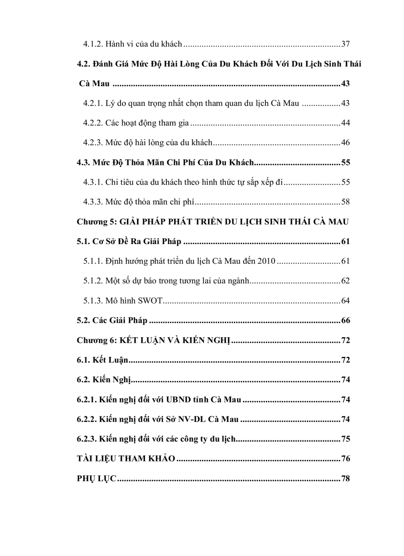 image for page Đánh giá mức độ hài lòng của du khách đối với các sản phẩm du lịch sinh thái và các giải pháp phát triển du lịch sinh thái tỉnh cà mau