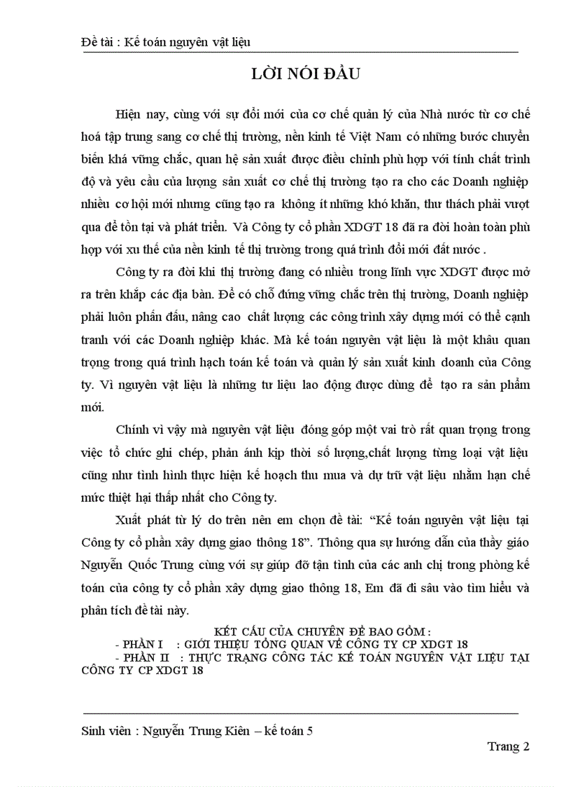 image for page Kế toán nguyên vật liệu tại Công ty cổ phần xây dựng giao thông 18