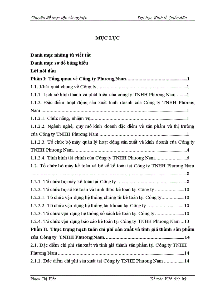 image for page Hạch toán chi phí sản xuất và tính giá thành sản phẩm tại Công ty TNHH Phương Nam
