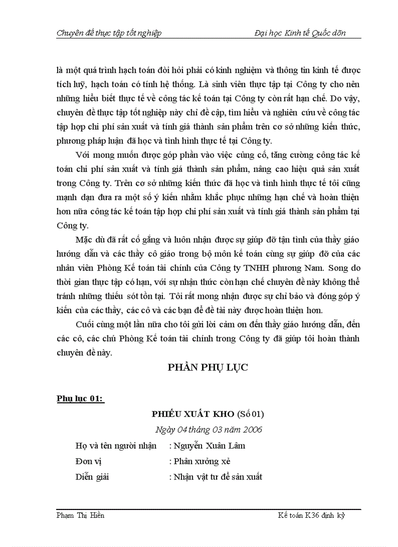 image for page Hạch toán chi phí sản xuất và tính giá thành sản phẩm tại Công ty TNHH Phương Nam