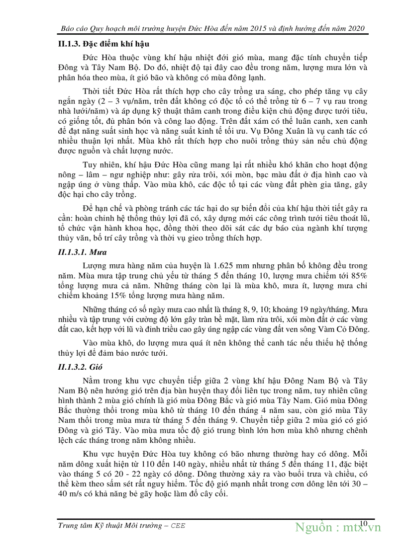 image for page Quy hoạch Môi trường Huyện Đức Hòa Long An đến năm 2015 và định hướng đến năm 2020