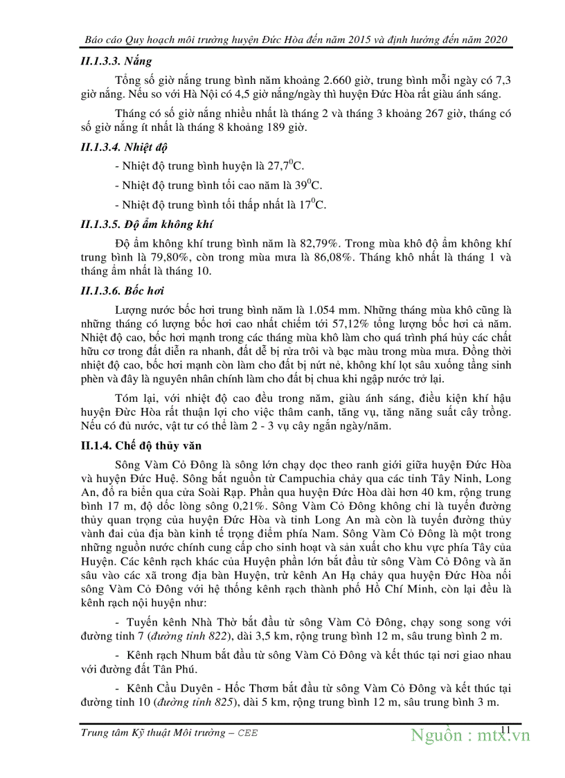 image for page Quy hoạch Môi trường Huyện Đức Hòa Long An đến năm 2015 và định hướng đến năm 2020