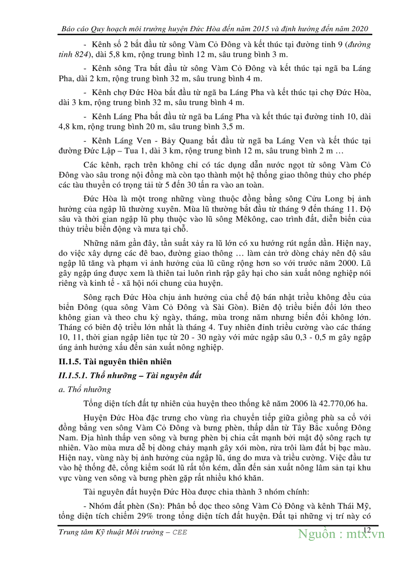 image for page Quy hoạch Môi trường Huyện Đức Hòa Long An đến năm 2015 và định hướng đến năm 2020