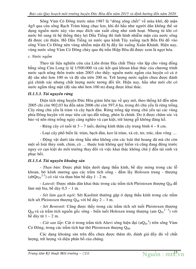 image for page Quy hoạch Môi trường Huyện Đức Hòa Long An đến năm 2015 và định hướng đến năm 2020