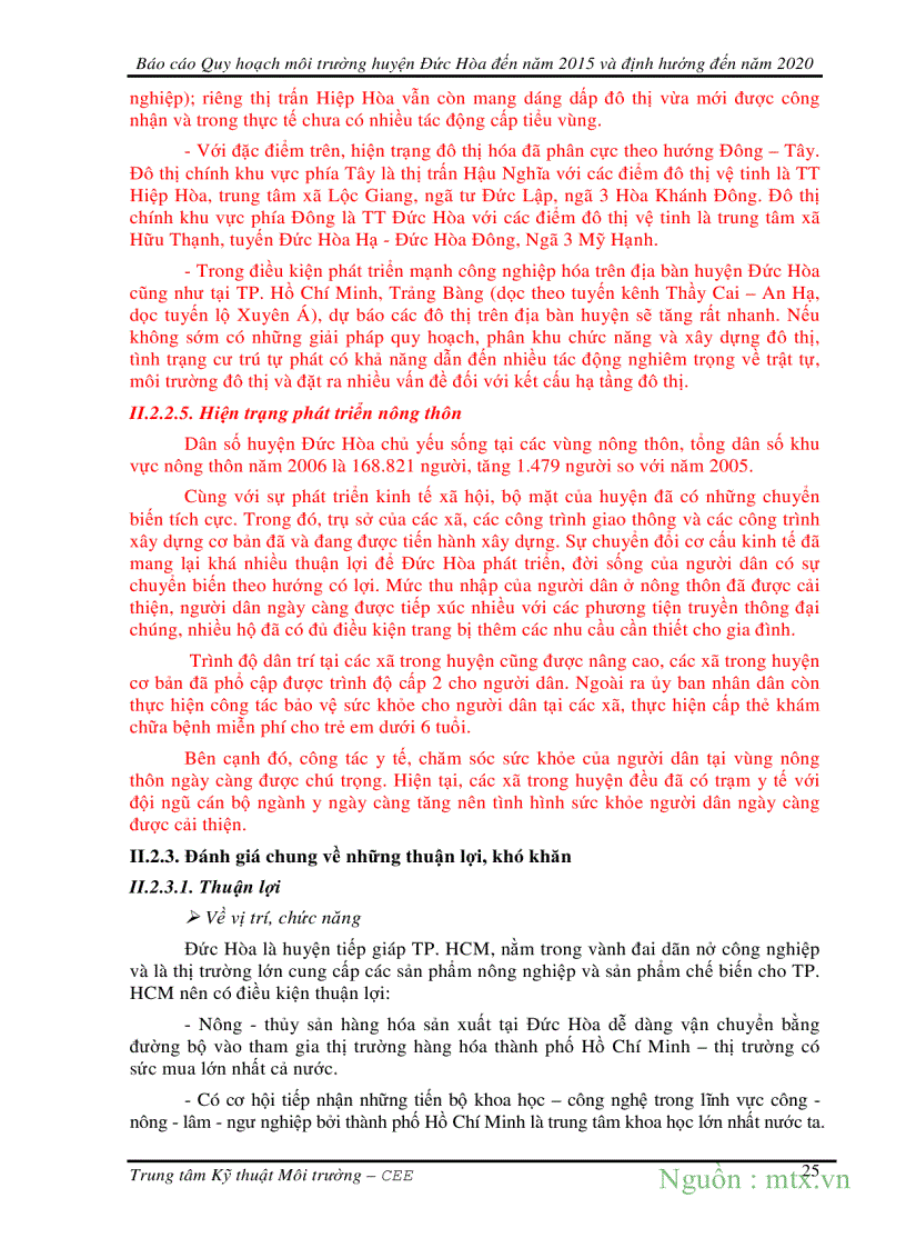 image for page Quy hoạch Môi trường Huyện Đức Hòa Long An đến năm 2015 và định hướng đến năm 2020