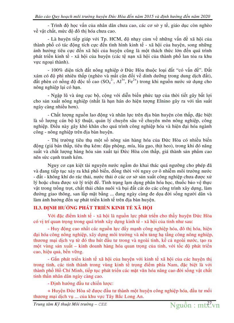 image for page Quy hoạch Môi trường Huyện Đức Hòa Long An đến năm 2015 và định hướng đến năm 2020