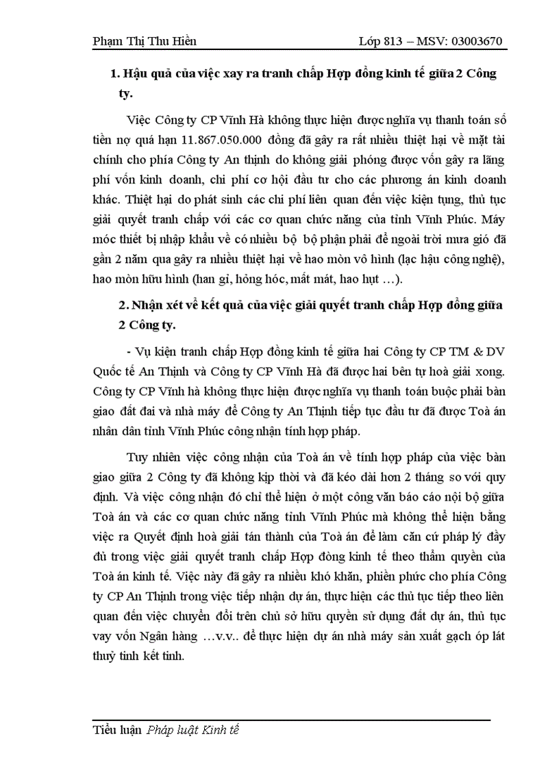 image for page Tìm hiều về tranh chấp Hợp đồng kinh tế giữa Công ty CP thương mại DV Quốc tế An Thịnh và Công ty CP Vĩnh Hà