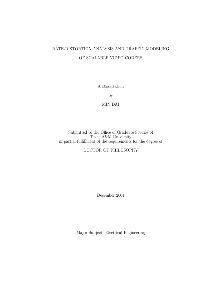 image for page Luận văn tiến sĩ khoa học Rate Distortion Analysis and Traffic Modelling of Scalable Video Coders