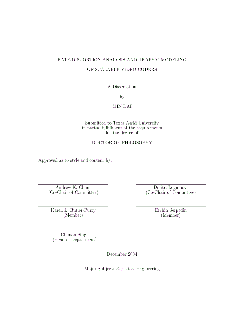 image for page Luận văn tiến sĩ khoa học Rate Distortion Analysis and Traffic Modelling of Scalable Video Coders