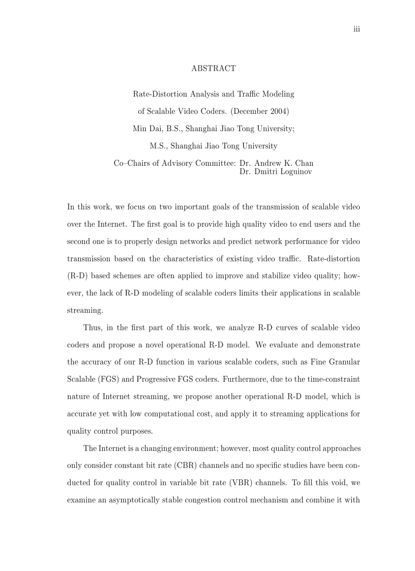image for page Luận văn tiến sĩ khoa học Rate Distortion Analysis and Traffic Modelling of Scalable Video Coders