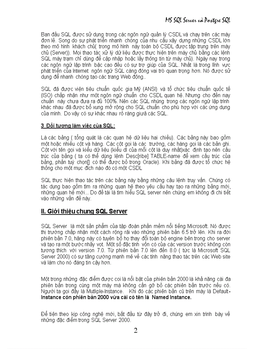 image for page Công nghệ phần mềm MS SQL Server và Postgre SQL