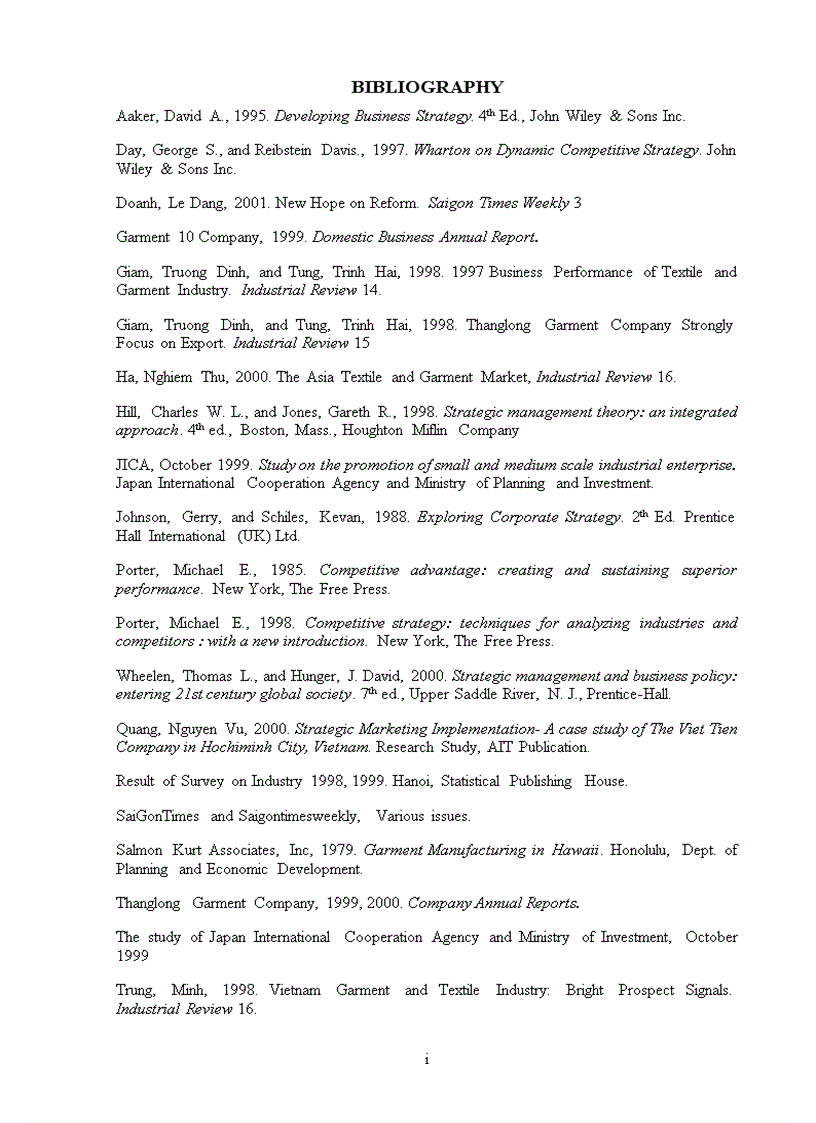 image for page Developing a competitive strategy A case study of the thanglong garment company in hanoi vietnam