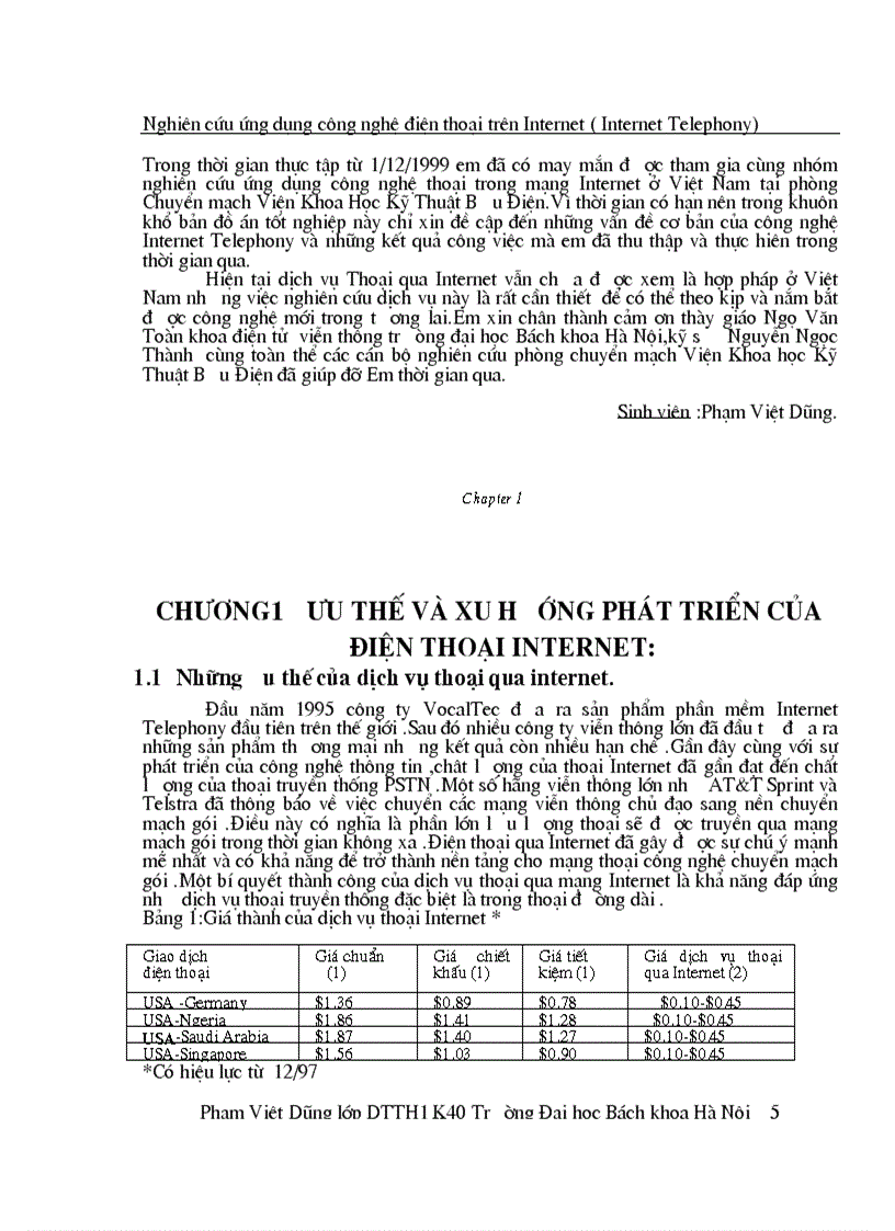 Nghiên cứu ứng dụng công nghệ điện thoại trên Internet Internet Telephony