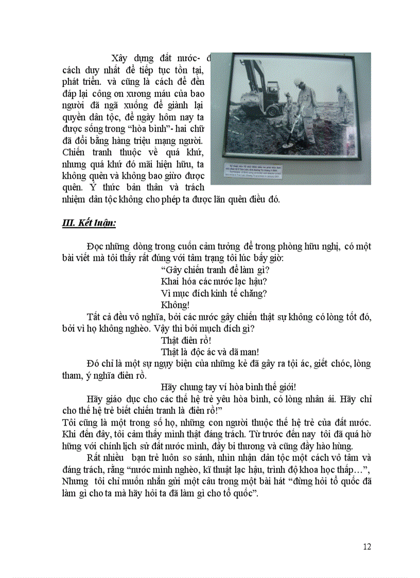 image for page Lịch sử đảng Những cảm tưởng khi đi tham quan bảo tàng CHỨNG TÍCH CHIẾN TRANH