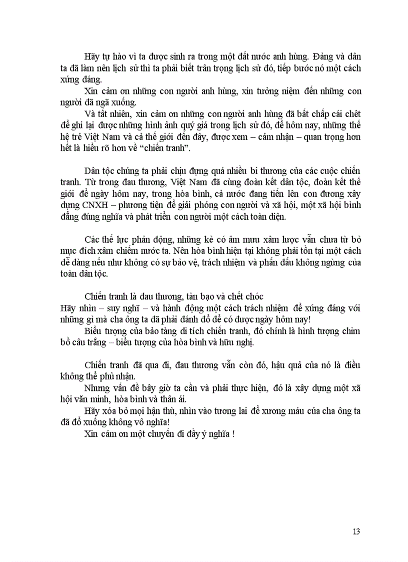 image for page Lịch sử đảng Những cảm tưởng khi đi tham quan bảo tàng CHỨNG TÍCH CHIẾN TRANH