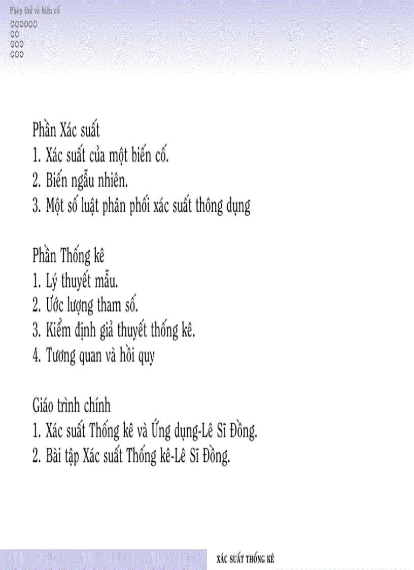 image for page Slide môn xác suất và thồng kê dành cho các ban học chuyên ngành kinh tê