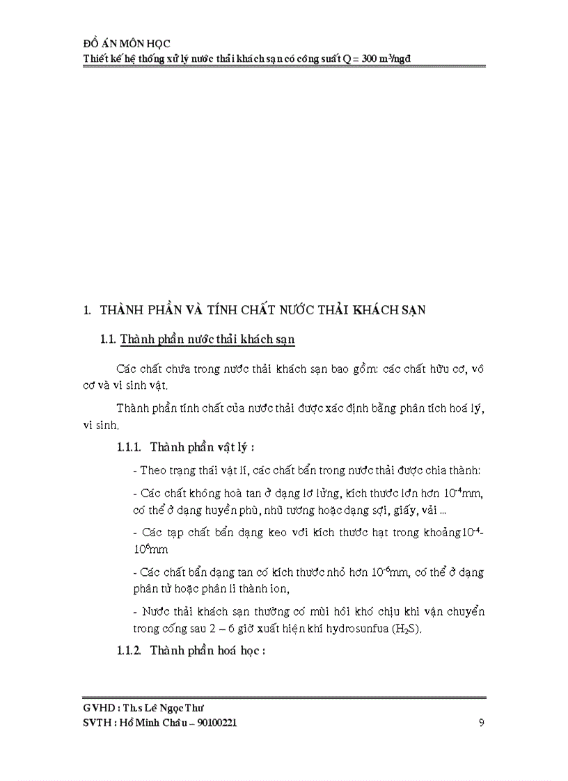 image for page Thiết kế hệ thống xử lý nước thải khách sạn có công suất Q 300 m3 ngđ