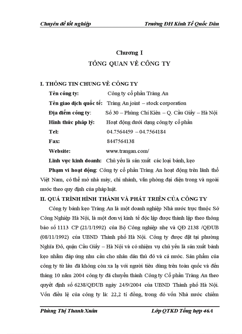 image for page Xây dựng tổ chức thực hiện kế hoạch và chương trình sản xuất của Công ty Cổ phần Tràng An