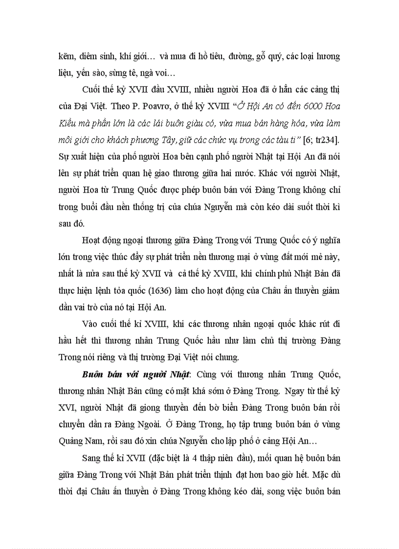 Nghiên cứu điều kiện phát triển ngoại thương ở Đàng Trong từ cuối thế kỷ XVI Đầu thế kỷ XVIII
