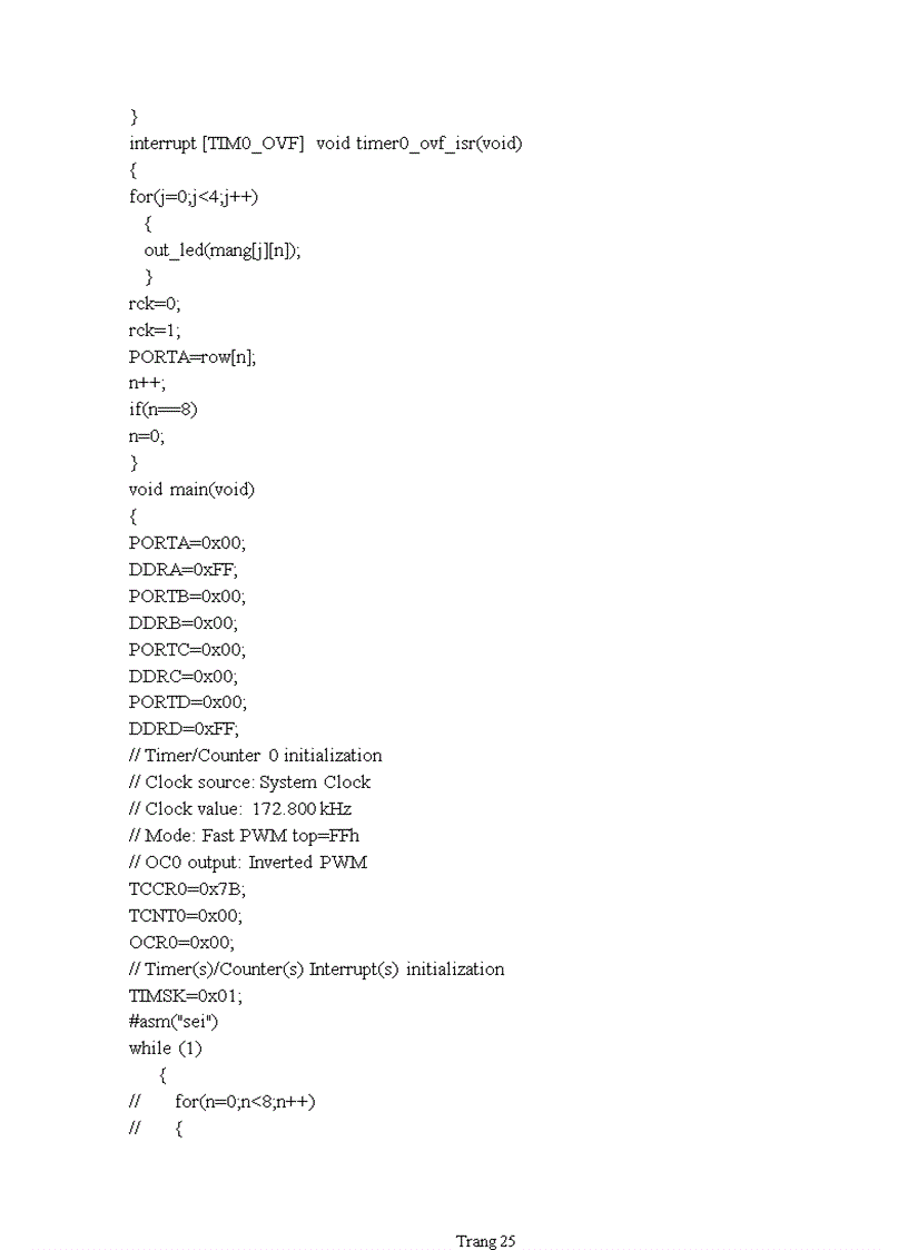 image for page Thiết kế mạch led matrix 8x32 bằng atmega32