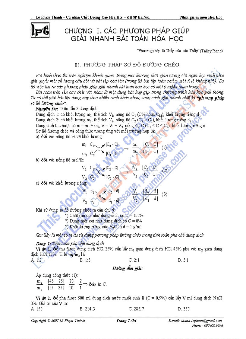 image for page Các phương pháp giúp giải nhanh bài toán hóa học
