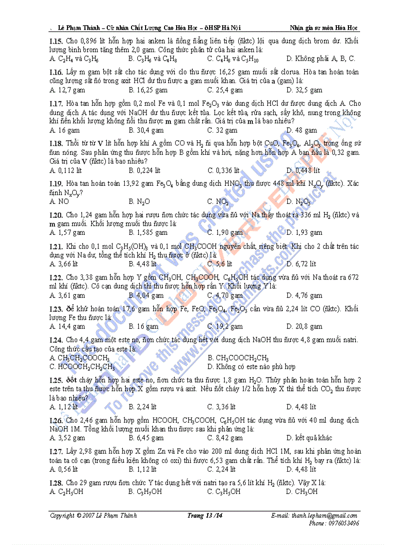 image for page Các phương pháp giúp giải nhanh bài toán hóa học