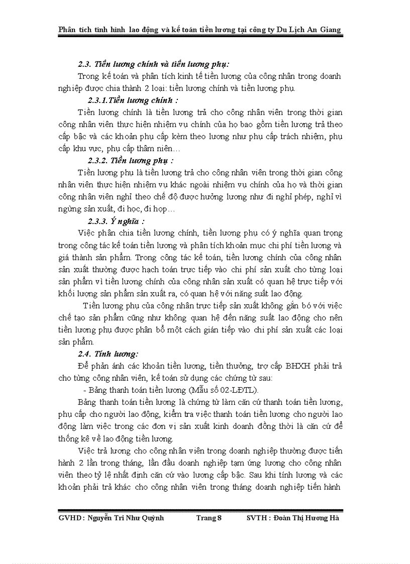 image for page Luận văn tốt nghiệp Phân tích tình hình lao động và kế toán tiền lương tại công ty du lịch an giang