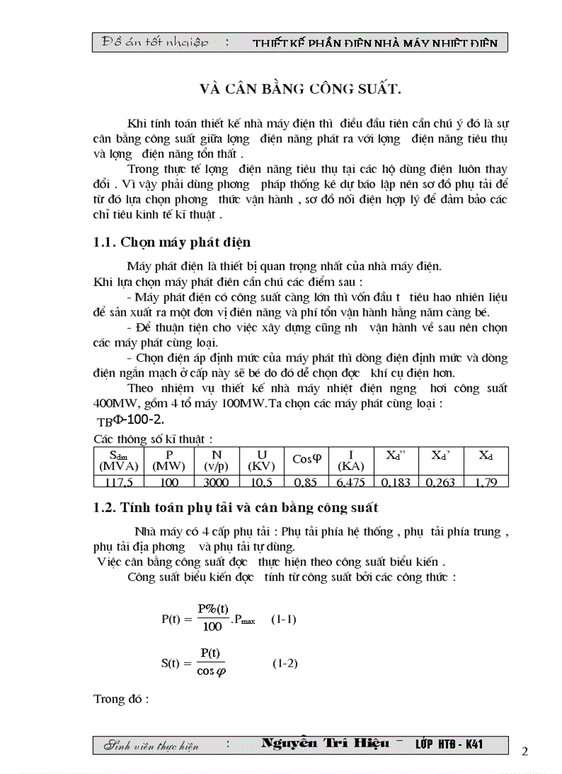 image for page THIẾT KẾ NHÀ MÁY NHIỆT ĐIỆN NGƯNG HƠI công suất 400mw