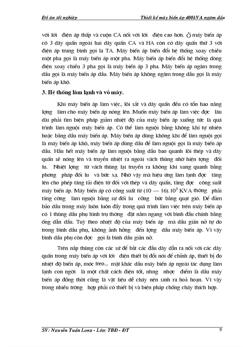 image for page Thiết kế máy biến áp 400kVA ngâm dầu