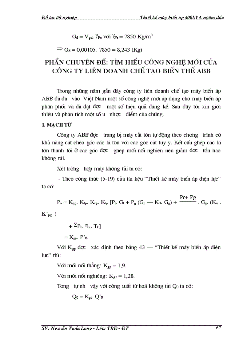 image for page Thiết kế máy biến áp 400kVA ngâm dầu