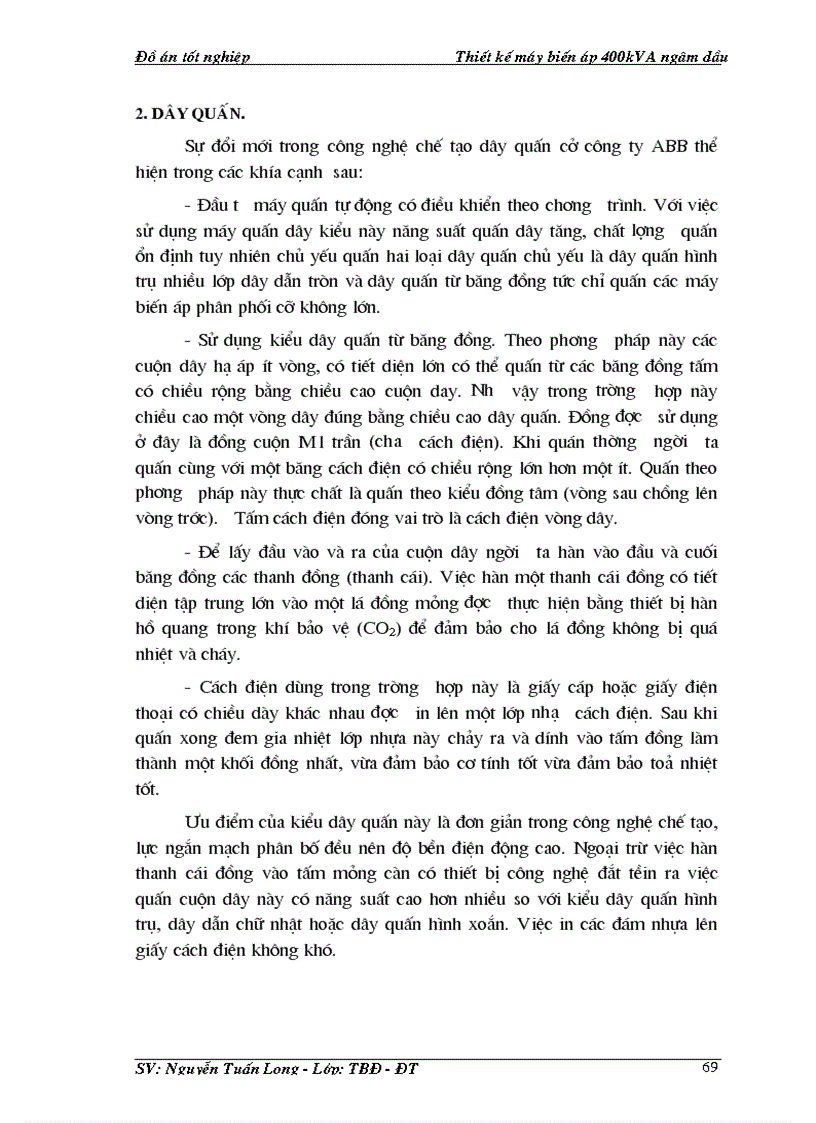 image for page Thiết kế máy biến áp 400kVA ngâm dầu