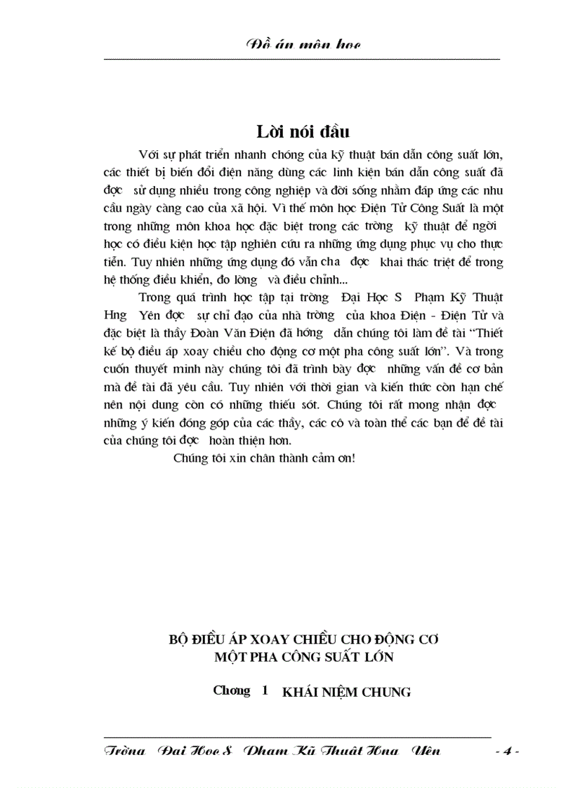 Đồ án thiết kế bộ biến đổi DC AC điều khiển động cơ một chiều